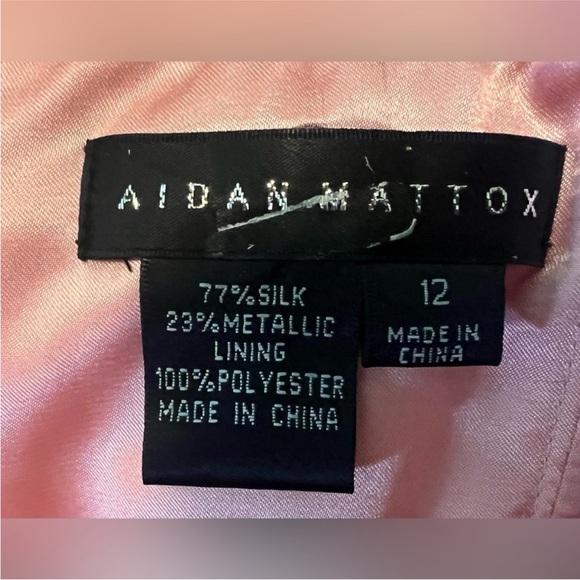 AIDAN MATTOX Sz 12 Silk Pink & Gold Strapless Dress - Picture 7 of 9